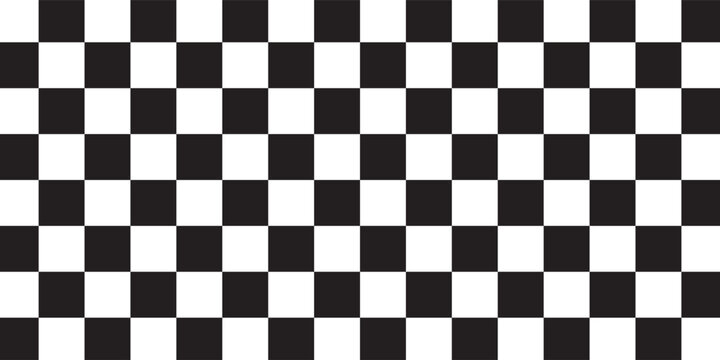 Vector checkerboard pattern. Seamless black and white brush stroke background. Checkered print with distress texture. Painted chequered ornament for kids. Childish design