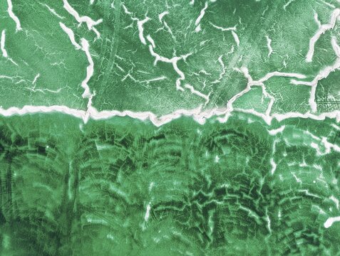 Detail of a toxic phosphogypsum waste pond in the vicinity of the town of Huelva. Aerial view. Drone shot. Huelva province, Andalusia, Spain