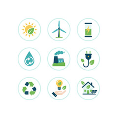 Renewable Energy Concepts and Green Technology Icons
