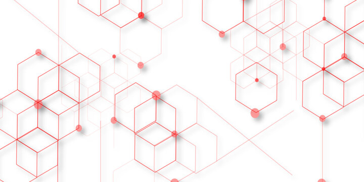 abstract geometric red texture background red hexagon 3D background texture. 3d rendering illustration. Clear pattern abstract background hexagon .Futuristic abstract banner.	