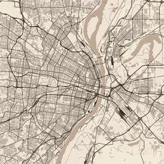 Obraz premium St. Louis City Map explore the architectural elegance of seattle in this sophisticated sepia hued vector graphic where meticulous linework captures the essence of the urban grid in an understated.
