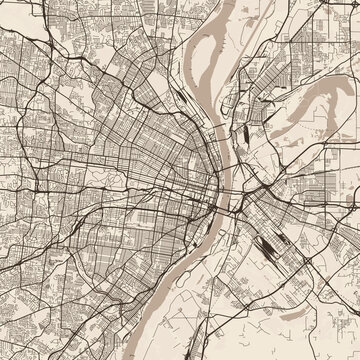 St. Louis City Map explore the architectural elegance of seattle in this sophisticated sepia hued vector graphic where meticulous linework captures the essence of the urban grid in an understated.