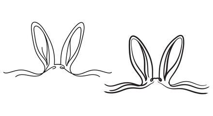 Obraz premium A comparison of two rabbit ear outlines in black and white