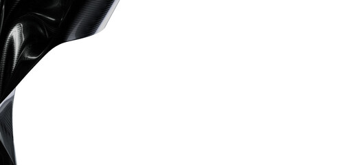 High-quality studio shot of a black carbon fiber texture corner against a white background, representing technology and © vegefox.com