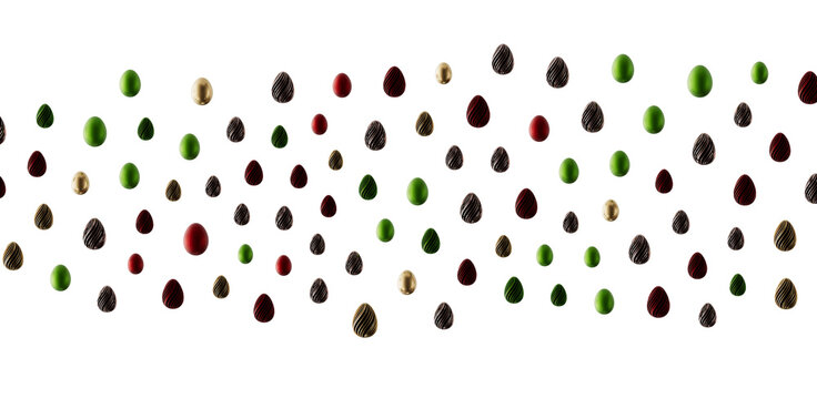 Abstract pattern of colorful Easter eggs on a white background. Perfect for Easter related designs, celebrations and spr