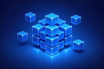 Obraz premium Blockchain Network Cubes for Secure Data Transactions and Distributed Systems