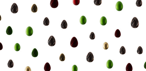 Decorative Easter eggs in different colors on a white background, perfect for holiday greetings, spring events and food © vegefox.com