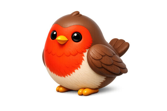 Cute cartoon red robin character design for children's storybook illustrations