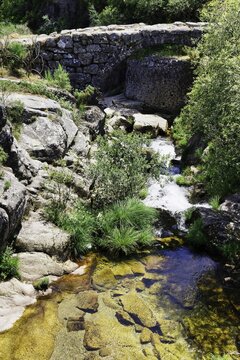 The Old stone bridge, Castro Laboreiro village, Peneda Geres National Park, Minho, Portugal