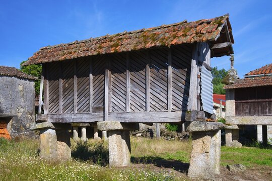 Traditional Espigueiro, Granary in the center of a village, Peneda Geres National Park, Minho, Portugal
