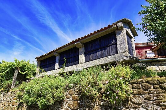 Traditional Espigueiro, Granary in the center of Sistelo village, Peneda Geres, Minho, Portugal