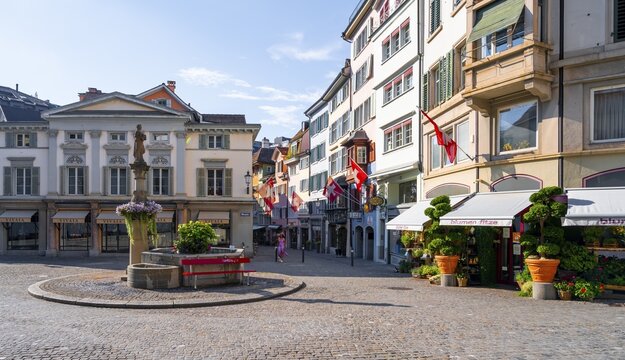 M&uuml;nzplatz, historic houses in the old town, Zurich, Switzerland
