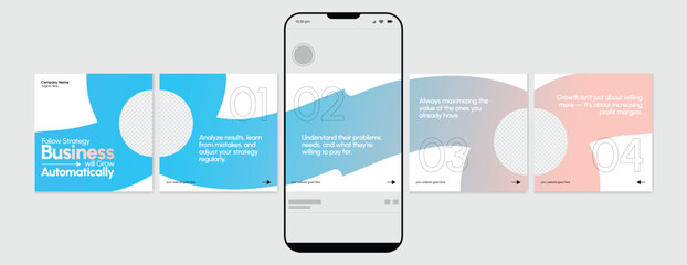 Set of LinkedIn Carousel Post, editable social media Instagram carousel post, modern and creative business carousel post template, eps 10. © Graphaxil