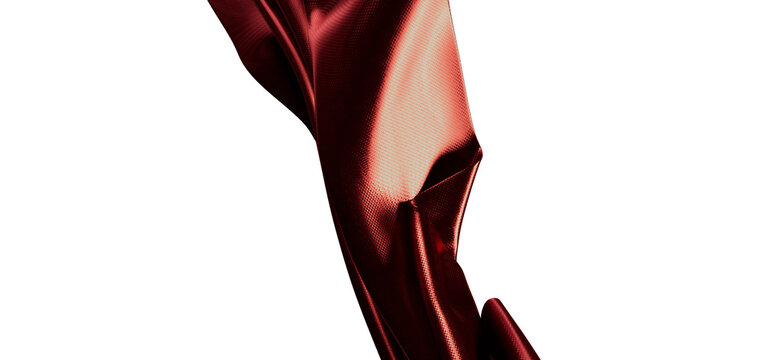 Close-up of vibrant red satin cloth with textured surface waving. Represents elegance, luxury and fl