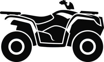 Stylized black silhouette icon of a fourwheel allterrain vehicle isolated on transparent background for graphic design purposes © MDmamun