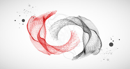 The abstract wave is made in a frame style. Template for science and technology presentation.