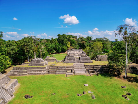 Temple of the Wooden Lintel, elevated view, Plaza A, Caracol Archaeological Site, Cayo District, Belize