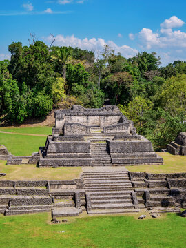 Temple of the Wooden Lintel, elevated view, Plaza A, Caracol Archaeological Site, Cayo District, Belize