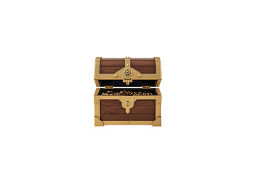 Open wooden treasure chest filling with glittering gold coins and ancient wealth, symbolising success, reward, mystery, fortune