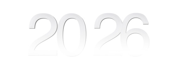 Obraz premium White 2026 digital text, representing the upcoming year. Perfect for financial, technology, and future-oriented content.