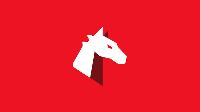 Geometric horse head on red background vector illustration for branding