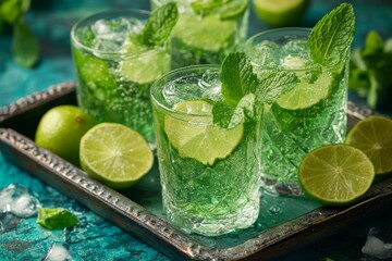 selective focus refreshing citrus beverage concept