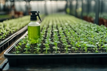 selective focus indoor gardening seedlings setup
