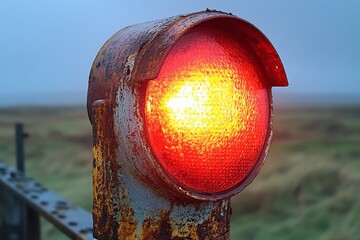 selective focus signal light stuck on red near abandoned rail junction