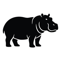 Fototapeta premium Minimalist Hippopotamus Silhouette Logo Design Vector Illustration