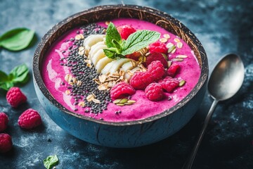 selective focus vibrant smoothie bowl presentation