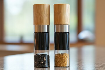 selective focus culinary seasoning tools setup