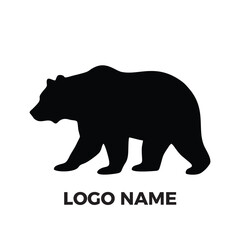 Fototapeta premium Minimalist Walking Bear Silhouette Logo Design Vector Illustration