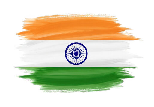 Indian national flag with brush stroke effect isolated on transparent background