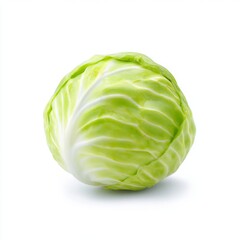 Fresh Green Cabbage with Crisp Leaves Isolated on White Background for Healthy Eating and Culinary Use