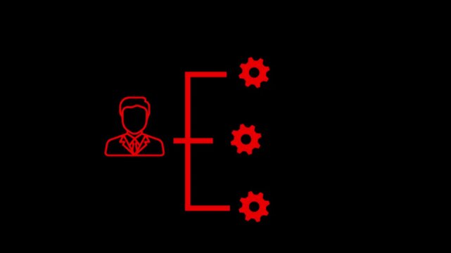 Businessman with Gear Mechanism Red Line Connection Organizational Structure businessman gear mechanism
