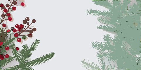 Festive winter arrangement with evergreen branches and red berry clusters © Raju