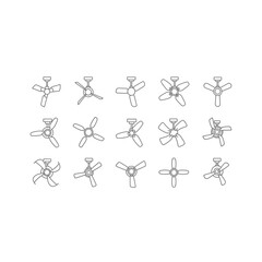 Modern Ceiling Fan Icons Collection - Clean Vector Art