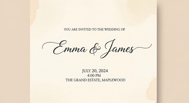 Elegant Wedding Invitation Design with Emma  James Script.