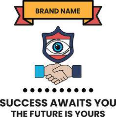 Fototapeta premium A white and black image of a handshake with a banner that says 