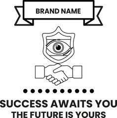 Fototapeta premium A white and black image of a handshake with a banner that says 