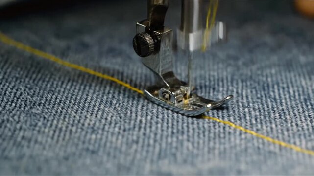 close up of a sewing machine on a fabric