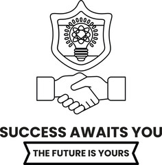 Fototapeta premium A black and white image of two hands shaking with the words 