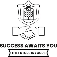 Fototapeta premium A white logo with a handshake between two hands