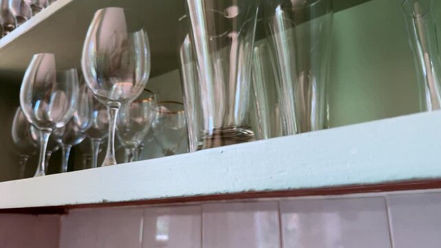 close-up of rearranging beer glasses