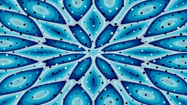 Abstract Blue Patterning Exploring Circular Motifs in Dynamic Visual Field
