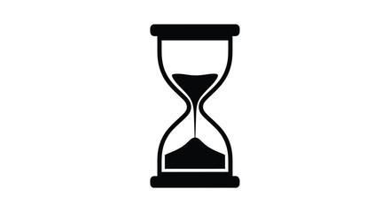 A stark black hourglass stands against a white background symbolizing the passage of time and fleeting moments a silhouette © Pvect02