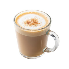Obraz premium A creamy latte with a heart-shaped latte art design on top isolated on transparent background