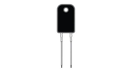 A stark black to 92 transistor package with two leads is prominently displayed against a white background silhouette high quality