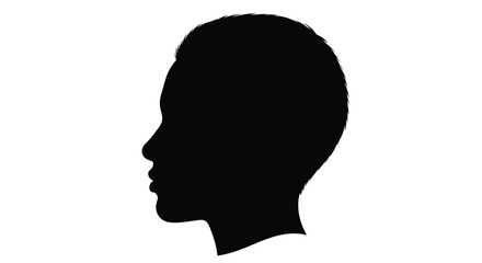 A striking black silhouette of a person s profile showcasing a detailed facial structure and neck outline silhouette high quality