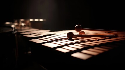 Wooden Xylophone in Soft Dramatic Lighting
